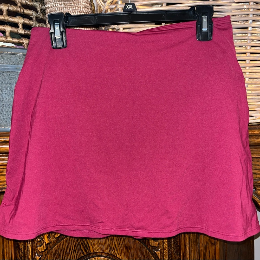 Athleta-burgundy Stretch A-Line Mini running/athletic skirt built in bloomer